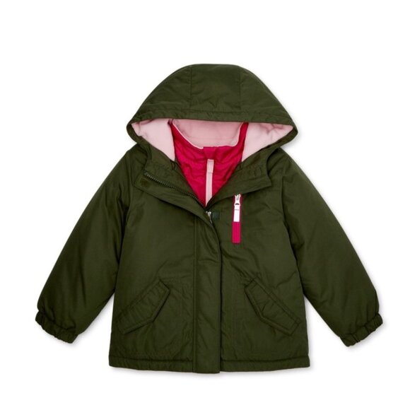 NWT Wonder Nation Toddler Girls 4-in-1 Pink Winter Jacket – Zip Coat, Size 2T - Picture 2 of 5